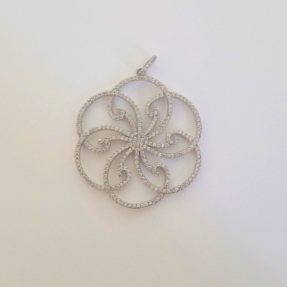 925 Diamond Pendant necklace charm swirl New sterling silver
